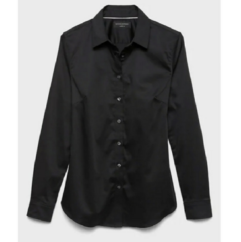 Banana Republic Black Fitted Button Down Shirt, 8P